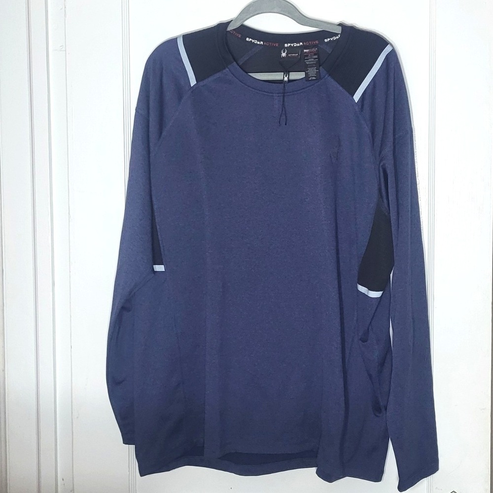 Spyder Active Mens ProWEB Long Sleeve Performance Shirt Blue XL SPM100U